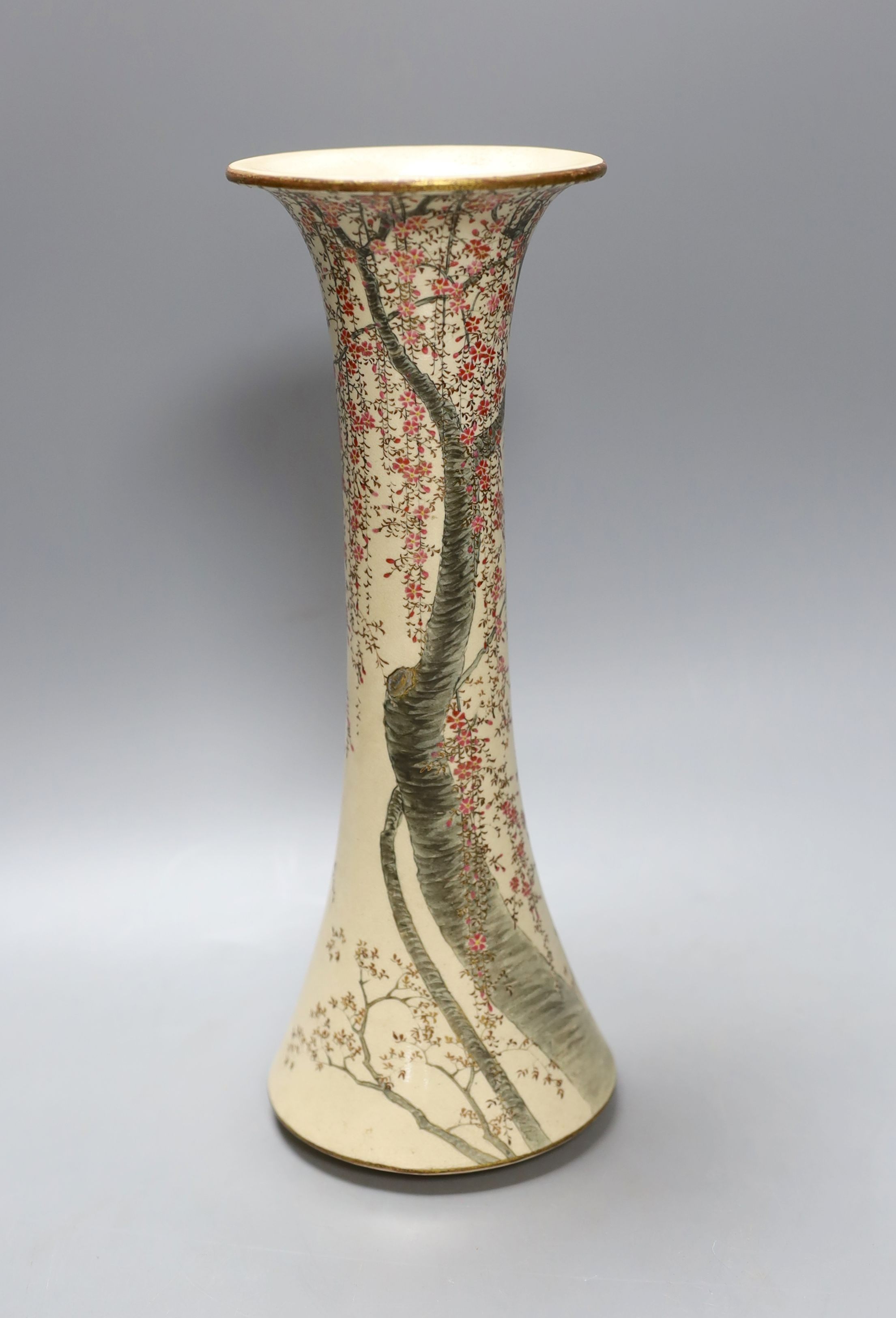 A Japanese Satsuma pottery vase, Taisho period, 30cm high